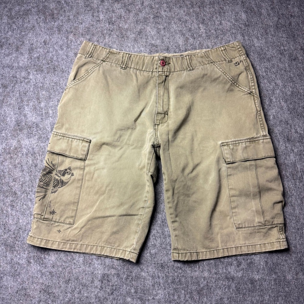 RVCA PM Tenore Cargo Shorts Mens 38 Green Utility Skate Y2K Shorts
